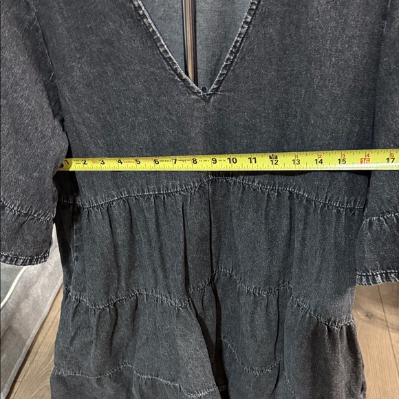 Black Denim V-Neck Tiered Dress/Blouse - Picture 5 of 5